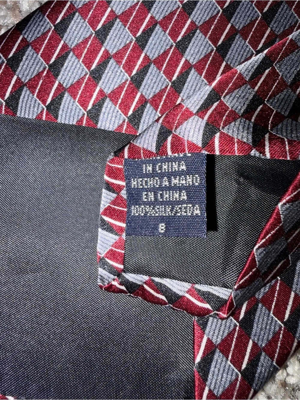 Van Heusen Red and Silver Checker Silk Tie